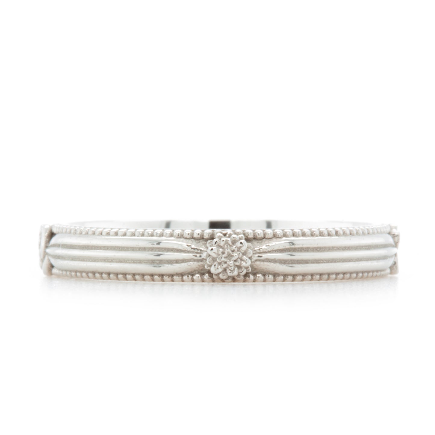 The Flower Milgrain Band (Ready to ship in 14k white gold size 5.75)