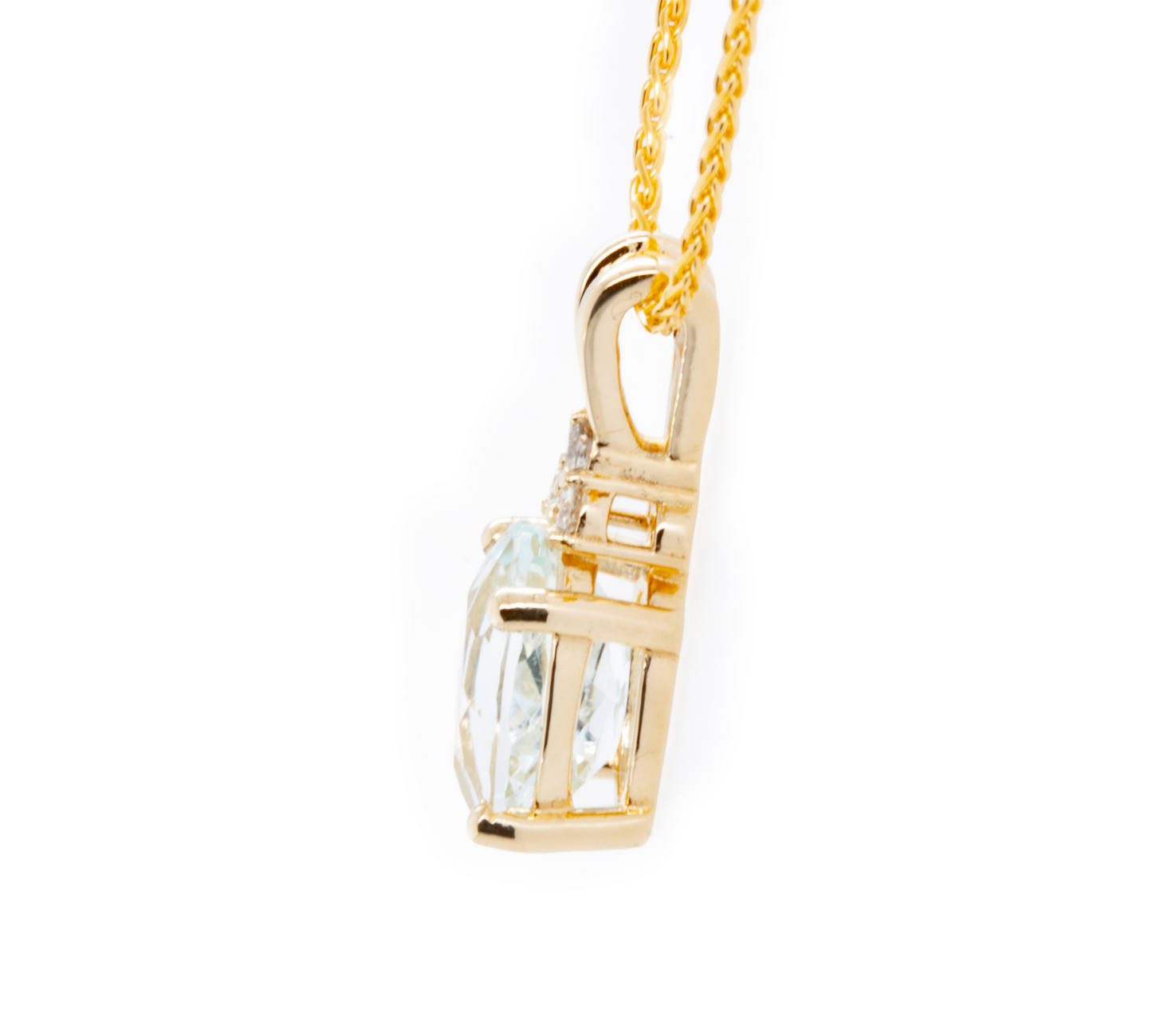 The Goshenite Three Stone Accent Pendant Yellow Gold