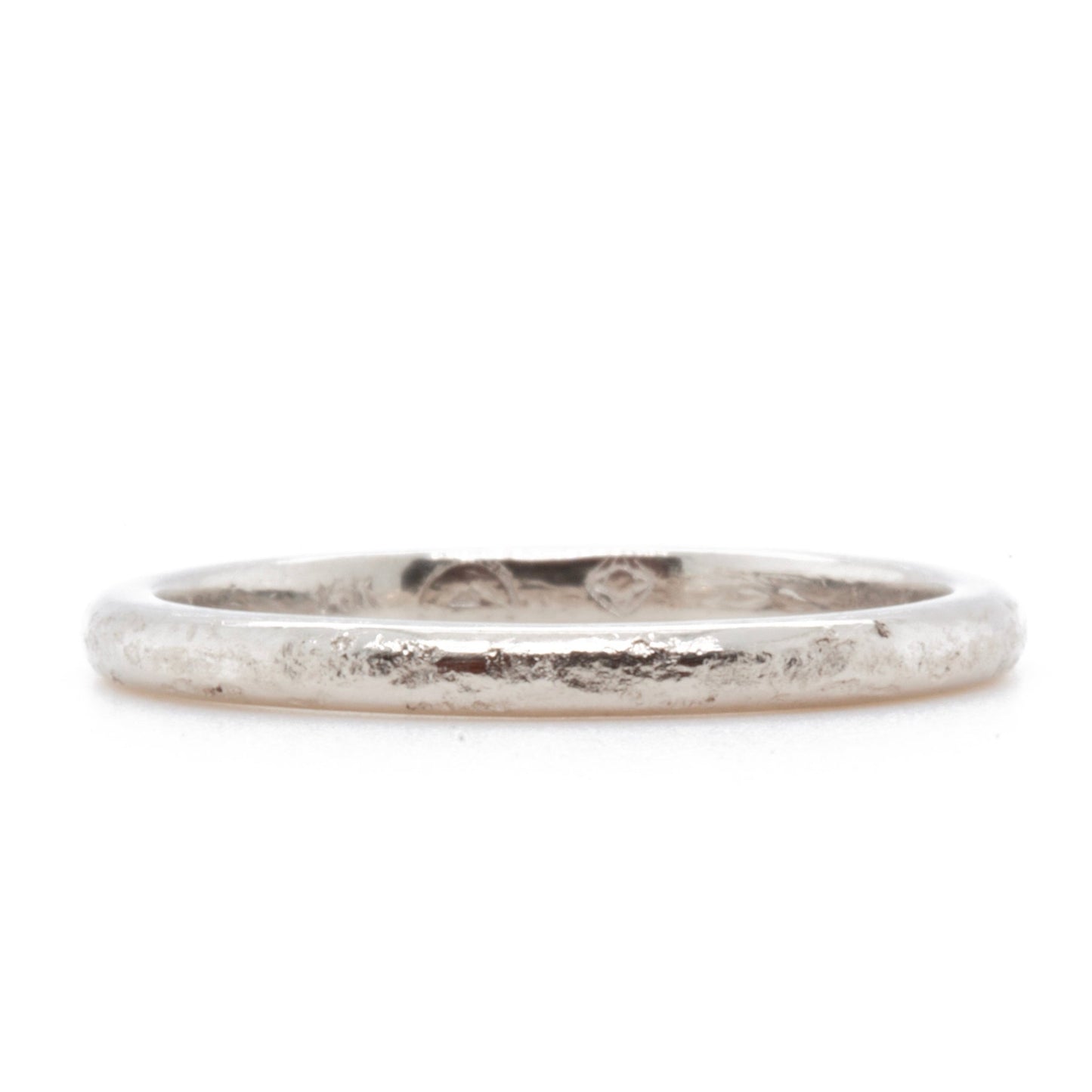 The Railroad Texture Band (Ready to ship in 2mm width 14K white gold size 7.25) - W.R. Metalarts