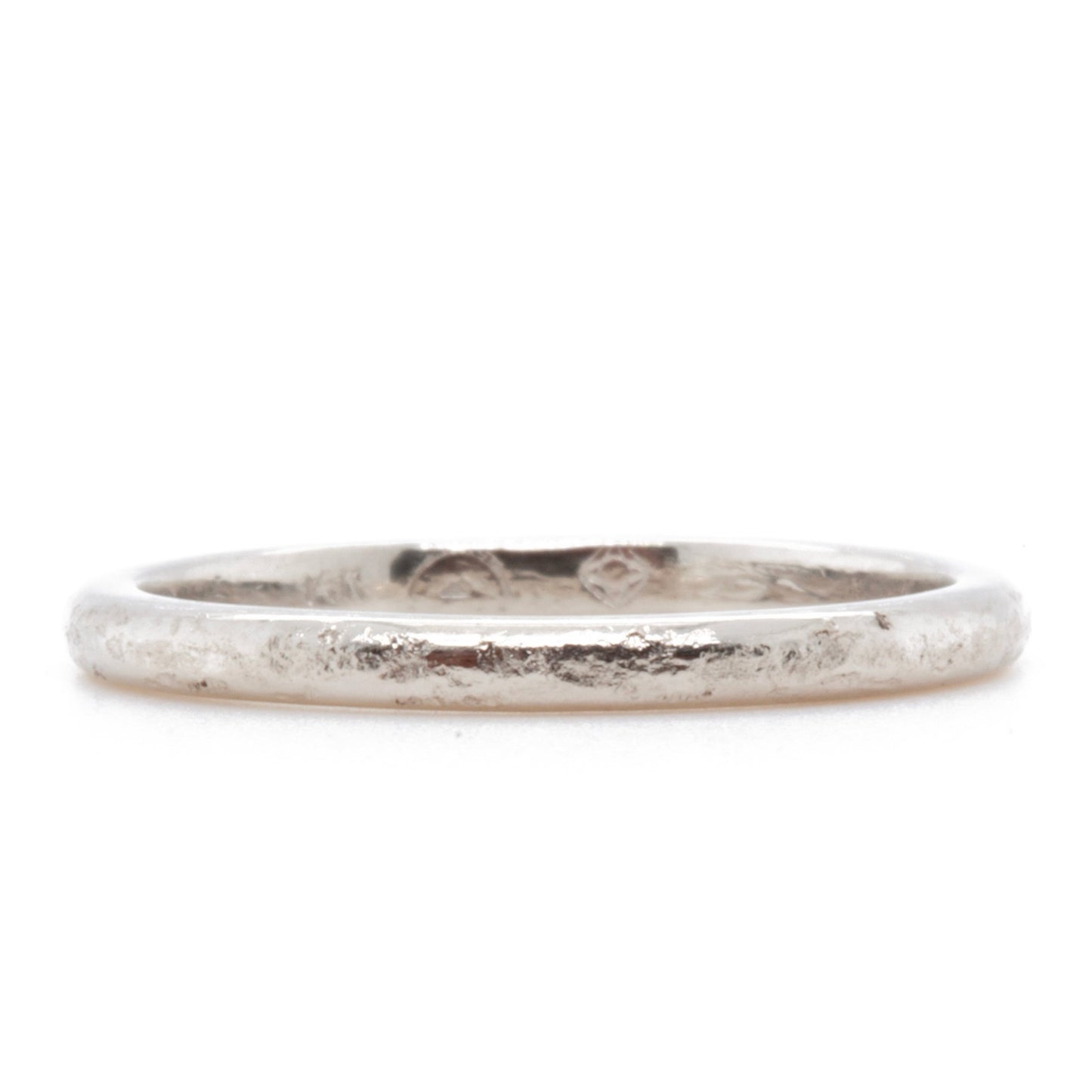 The Railroad Texture Band (Ready to ship in 2mm width 14K white gold size 7.25) - W.R. Metalarts