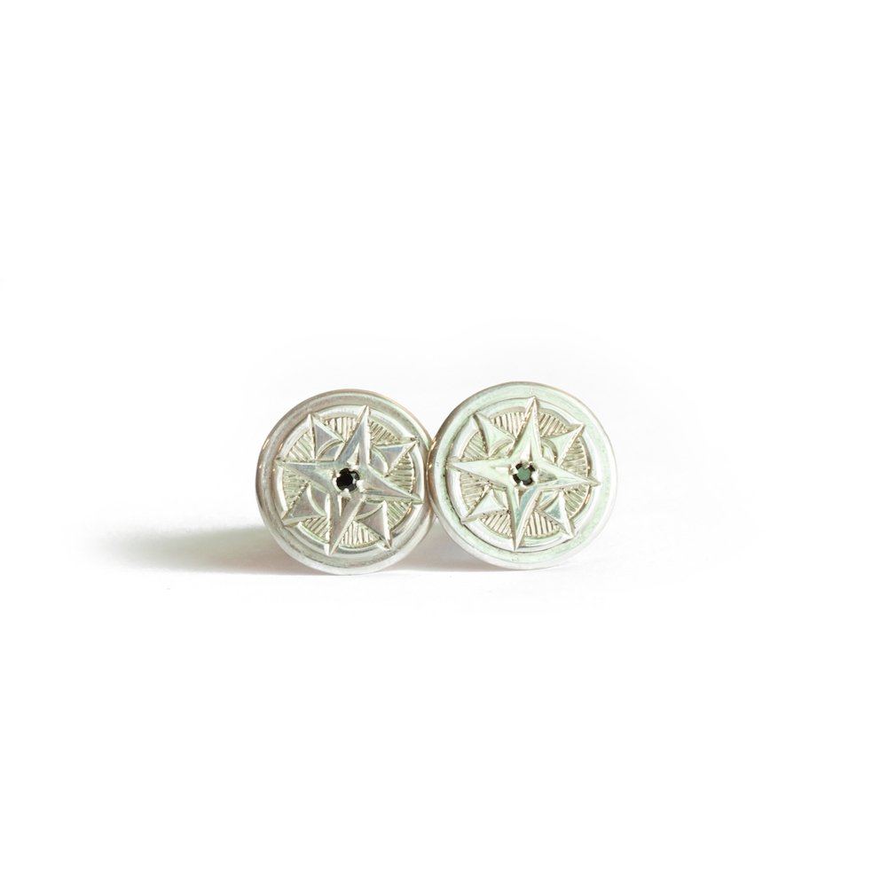 The Black Spinel Compass Cufflinks - W.R. Metalarts