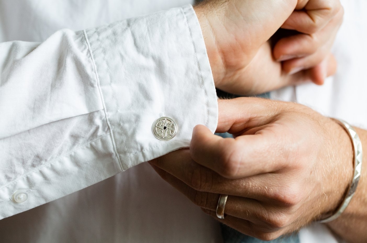 The Black Spinel Compass Cufflinks - W.R. Metalarts