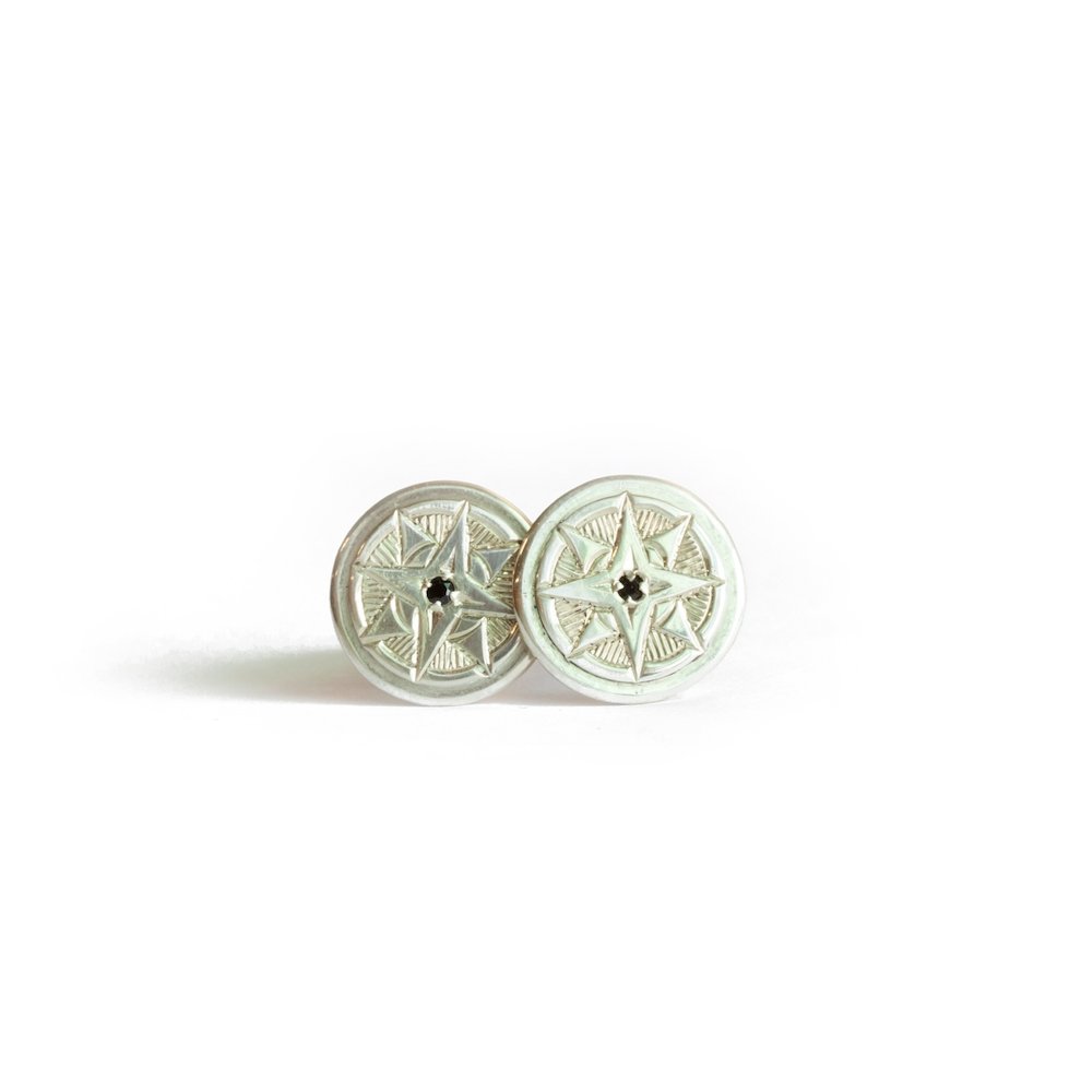 The Black Spinel Compass Cufflinks - W.R. Metalarts