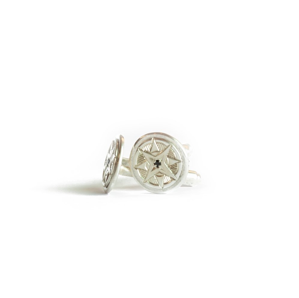 The Black Spinel Compass Cufflinks - W.R. Metalarts