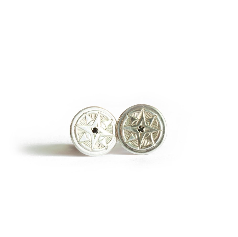 The Black Spinel Compass Cufflinks - W.R. Metalarts