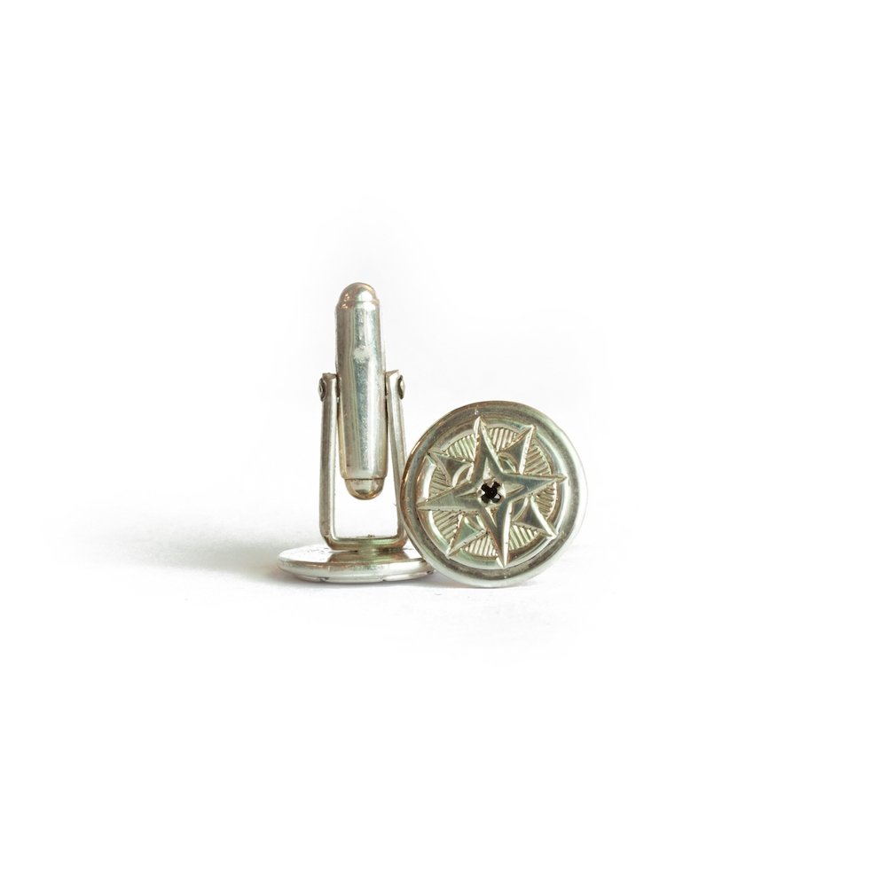 The Black Spinel Compass Cufflinks - W.R. Metalarts