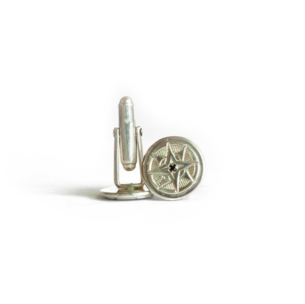 The Black Spinel Compass Cufflinks - W.R. Metalarts