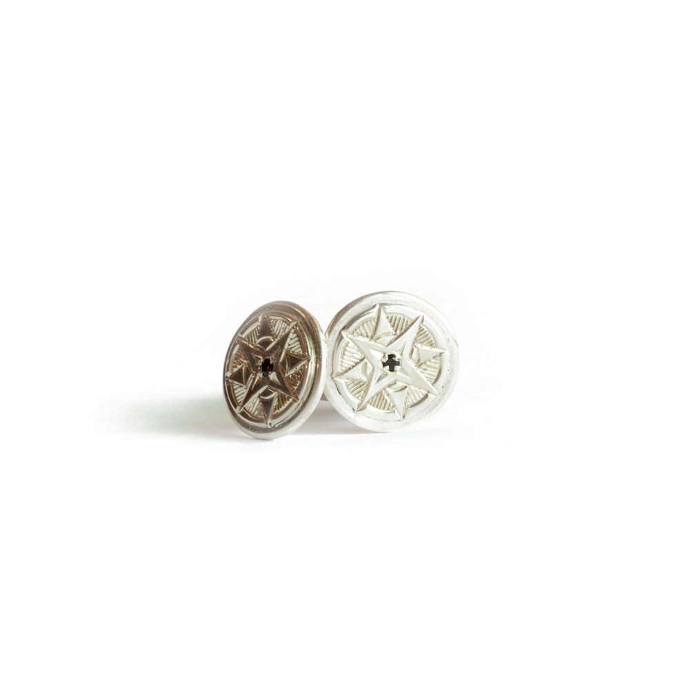 The Black Spinel Compass Cufflinks - W.R. Metalarts
