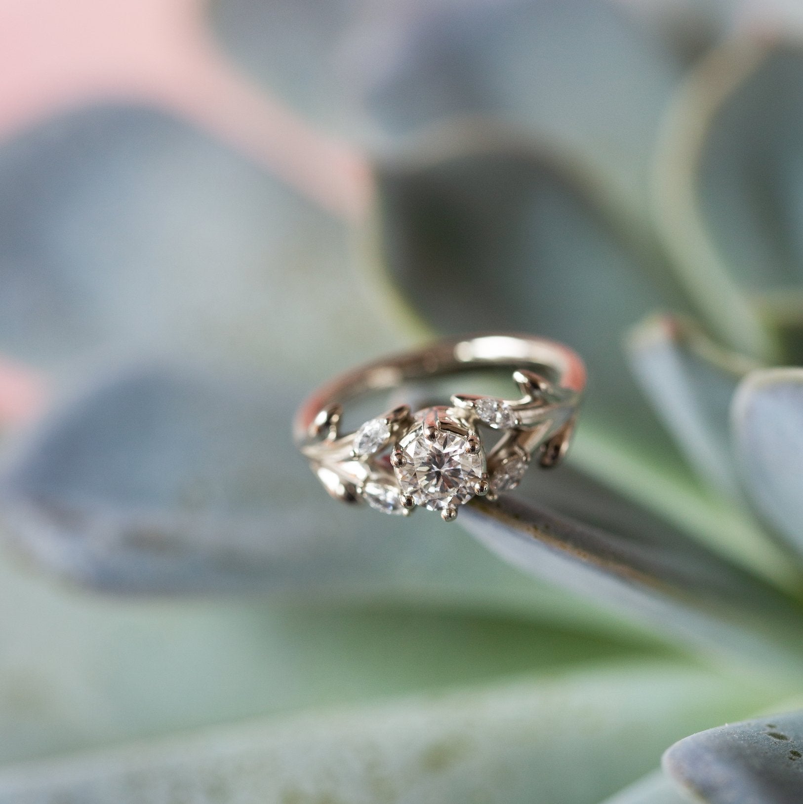 The Diamond Olive Branch Ring - W.R. Metalarts