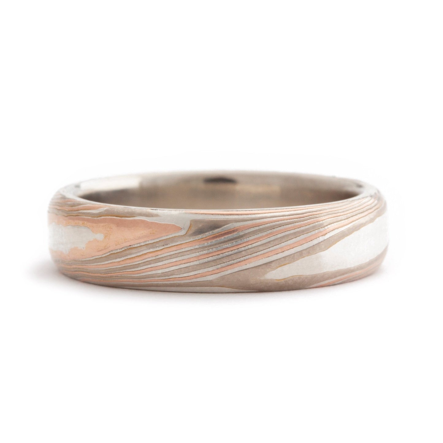 The Tri-Metal Mokume Gane Rose Gold Band - W.R. Metalarts