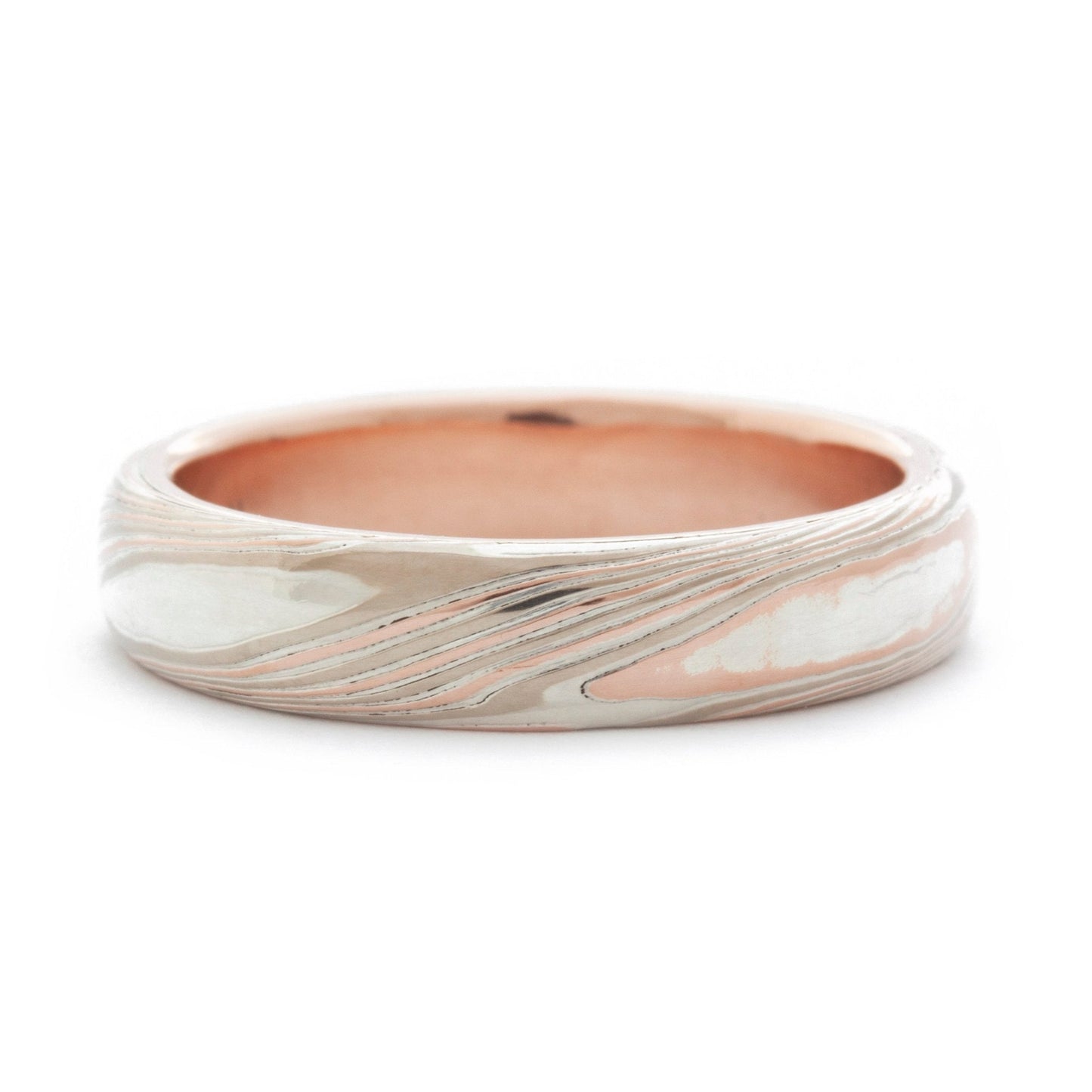 The Tri-Metal Mokume Gane Rose Gold Band - W.R. Metalarts