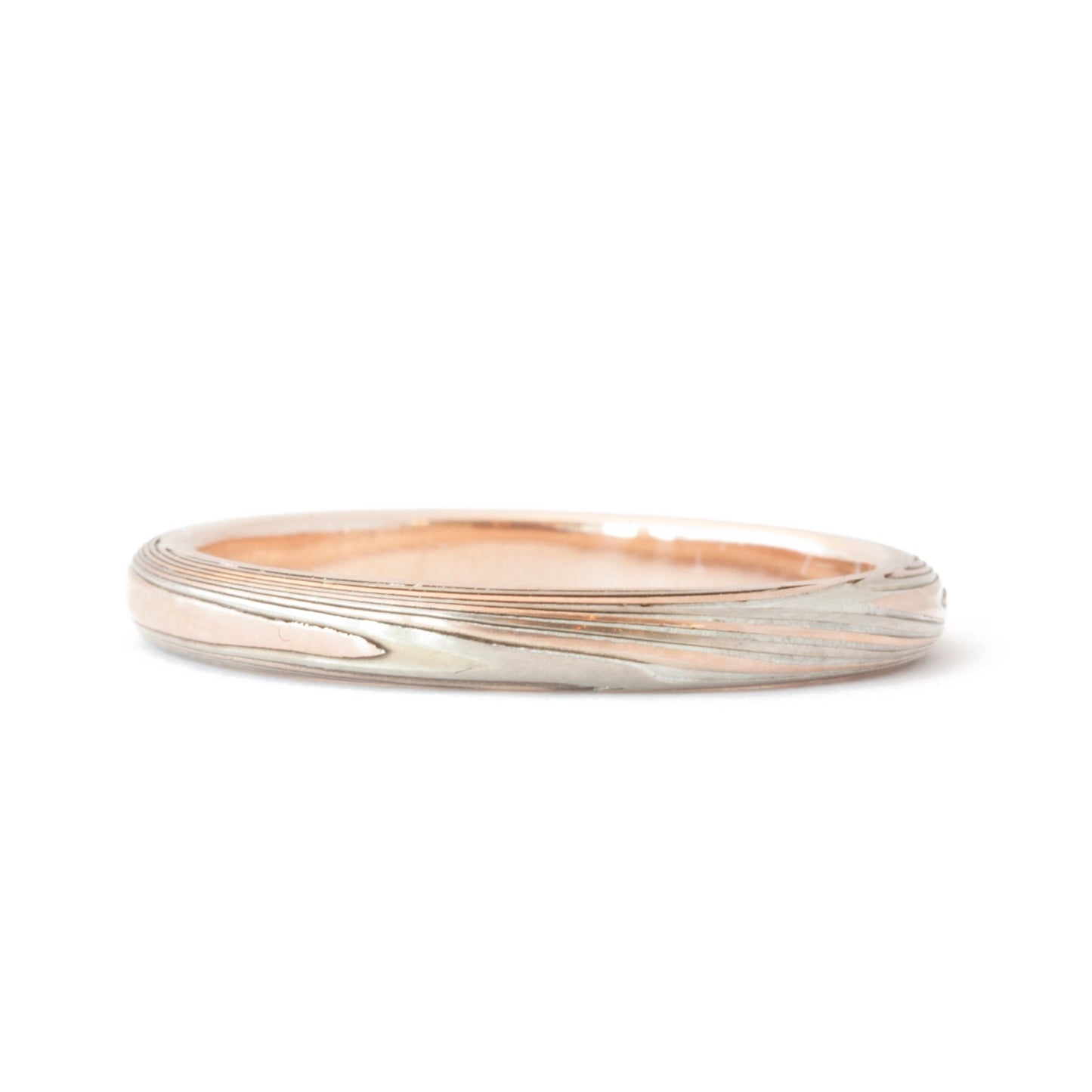 The Tri-Metal Mokume Gane Rose Gold Band - W.R. Metalarts