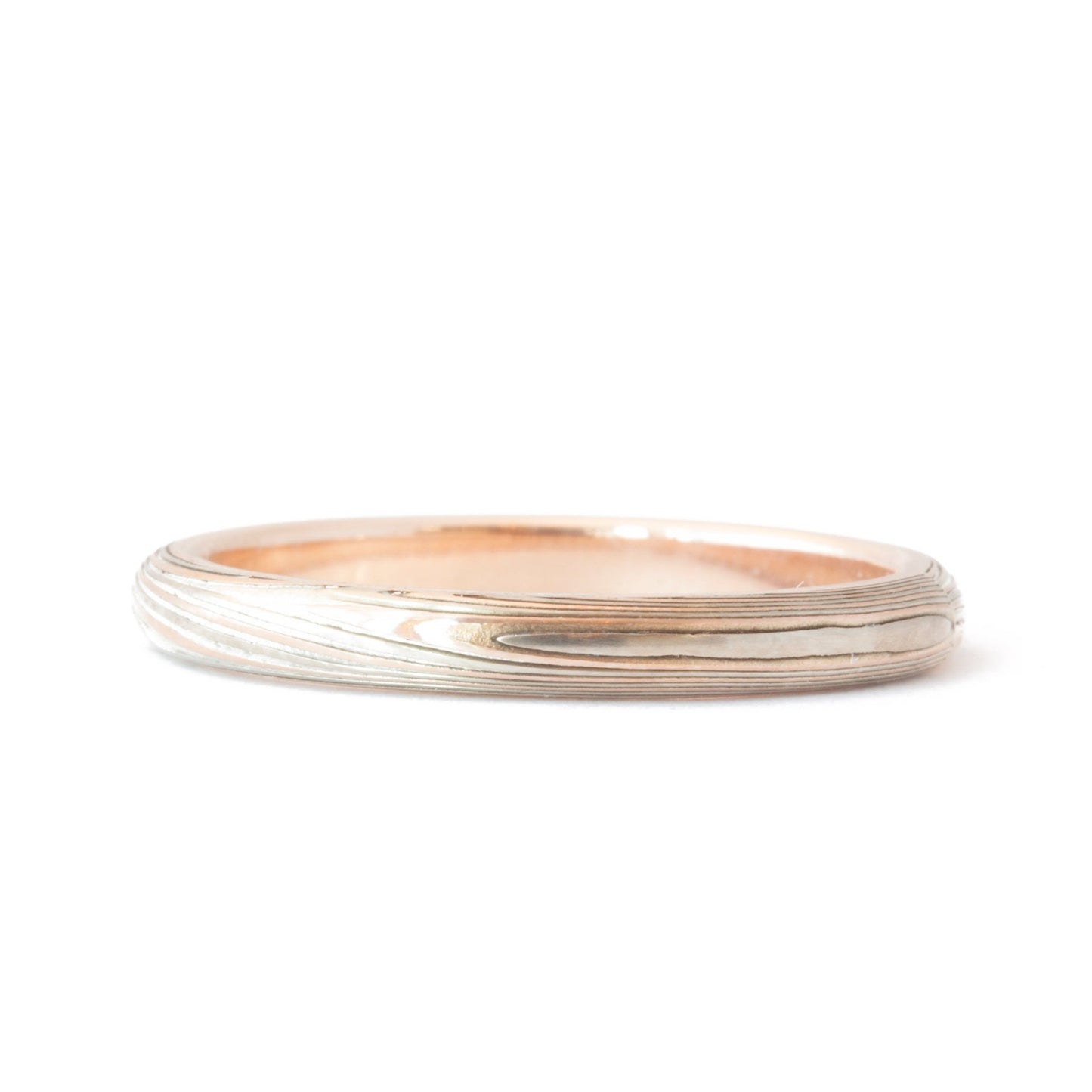The Tri-Metal Mokume Gane Rose Gold Band - W.R. Metalarts