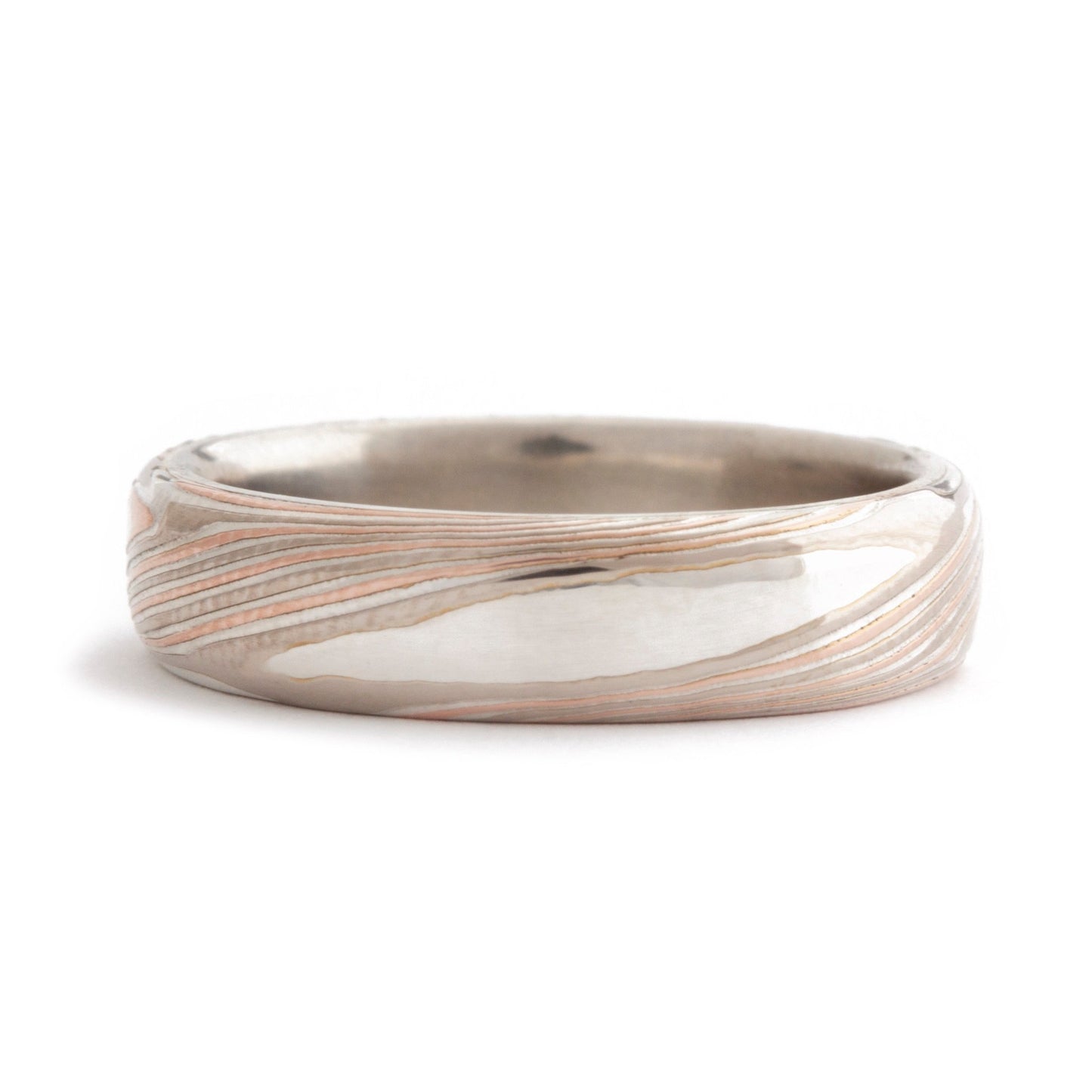 The Tri-Metal Mokume Gane Rose Gold Band - W.R. Metalarts