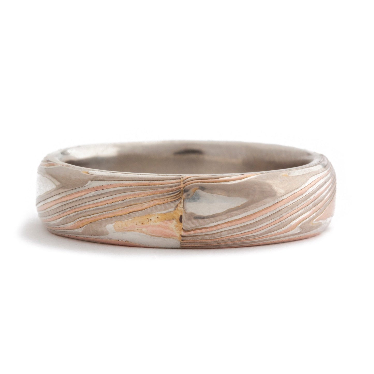 The Tri-Metal Mokume Gane Rose Gold Band - W.R. Metalarts