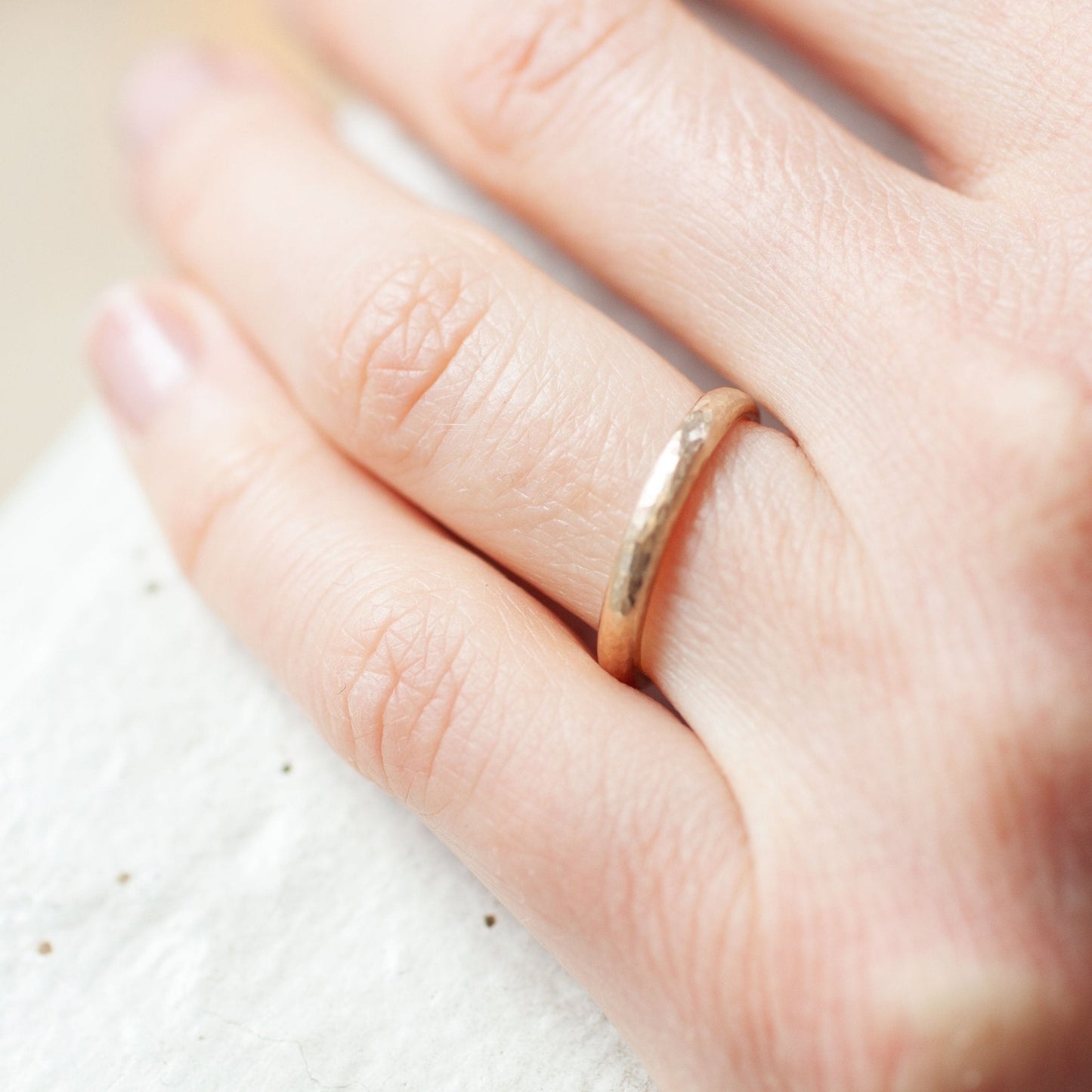 The Yellow Gold Hammered Band - W.R. Metalarts