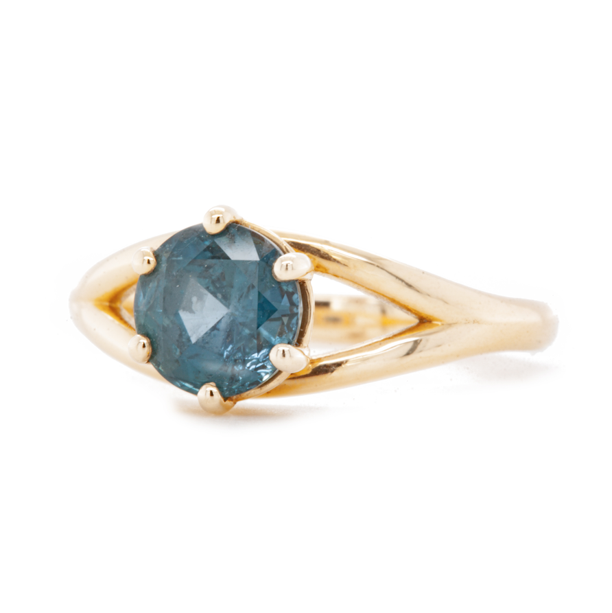 The Fairmined Split Shank MOYO Sapphire Solitaire (Ready to ship in size 6.5)