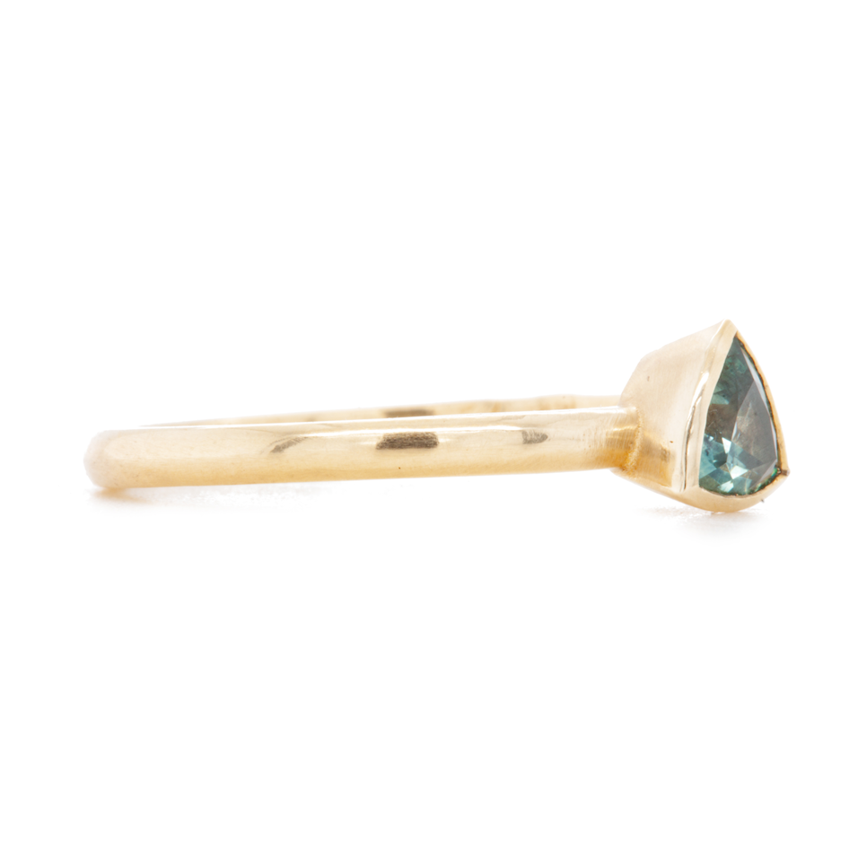 The Montana Sapphire Trillion-Cut Carved Solitaire (Ready to ship in size 7)