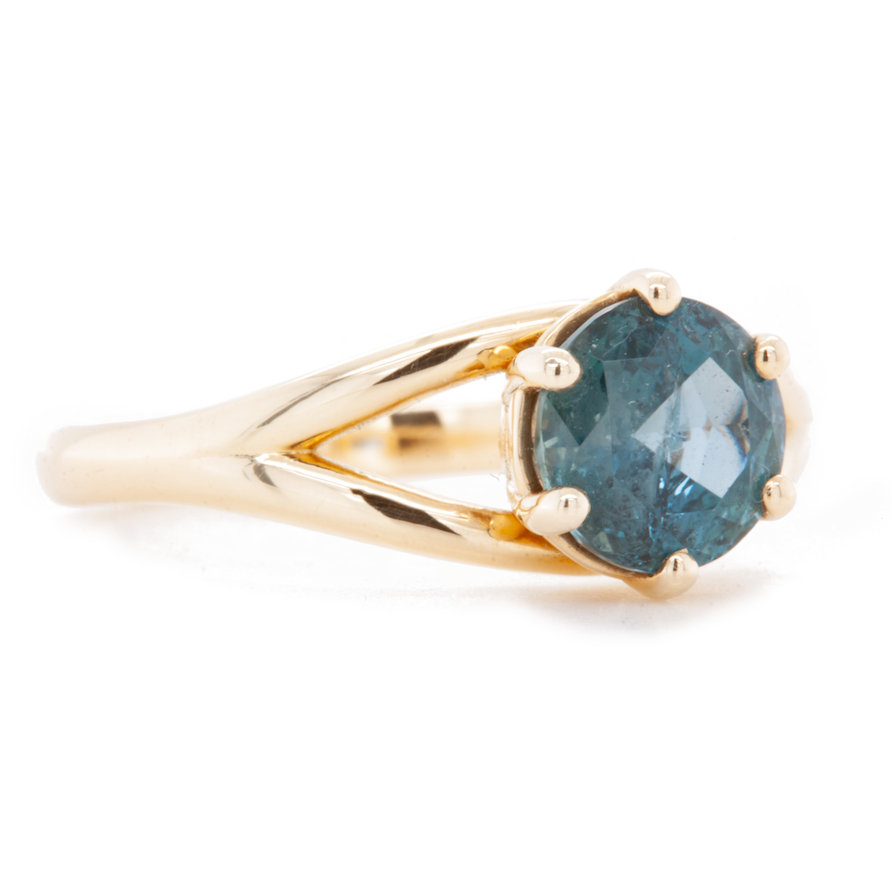 The Fairmined Split Shank MOYO Sapphire Solitaire (Ready to ship in size 6.5)