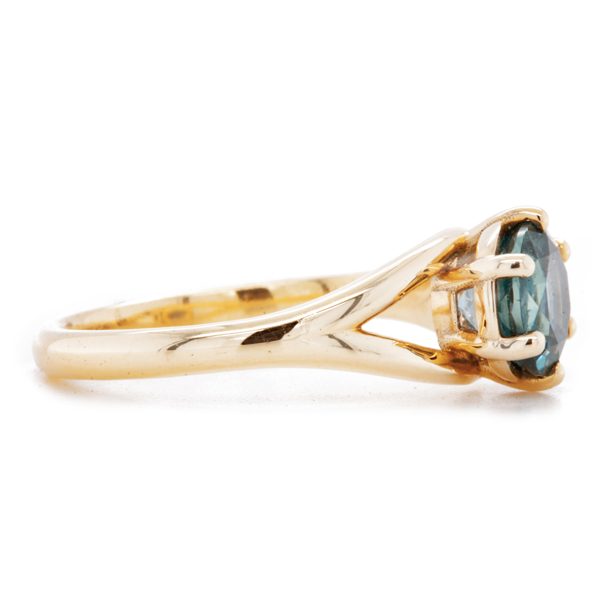 The Fairmined Split Shank MOYO Sapphire Solitaire (Ready to ship in size 6.5)