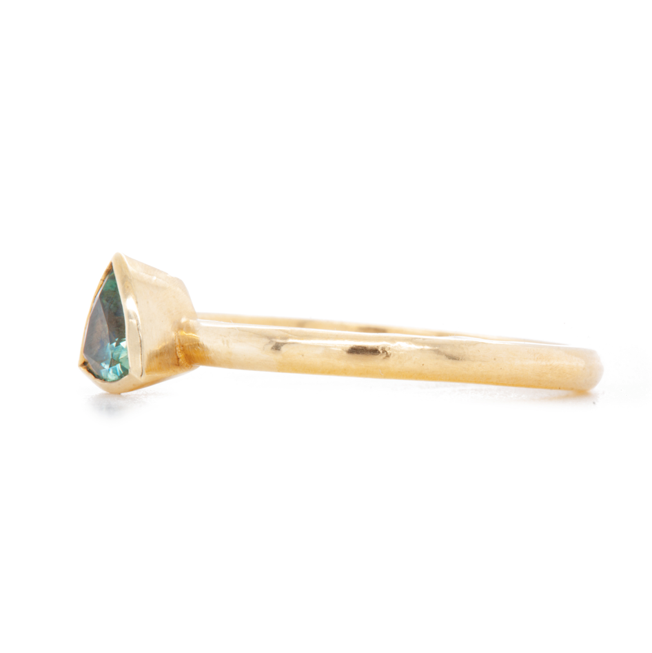 The Montana Sapphire Trillion-Cut Carved Solitaire (Ready to ship in size 7)