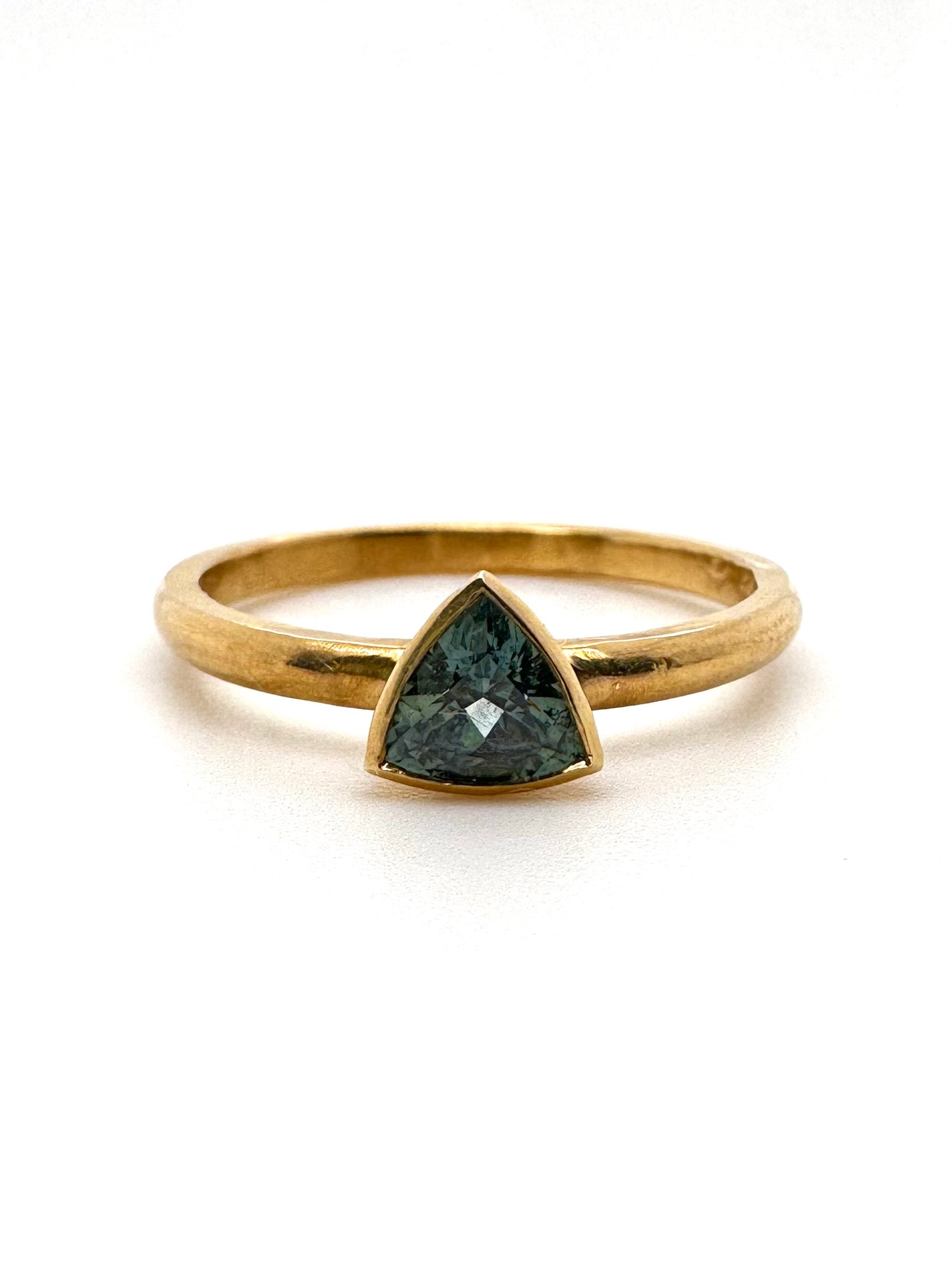 The Montana Sapphire Trillion-Cut Carved Solitaire (Ready to ship in size 7)