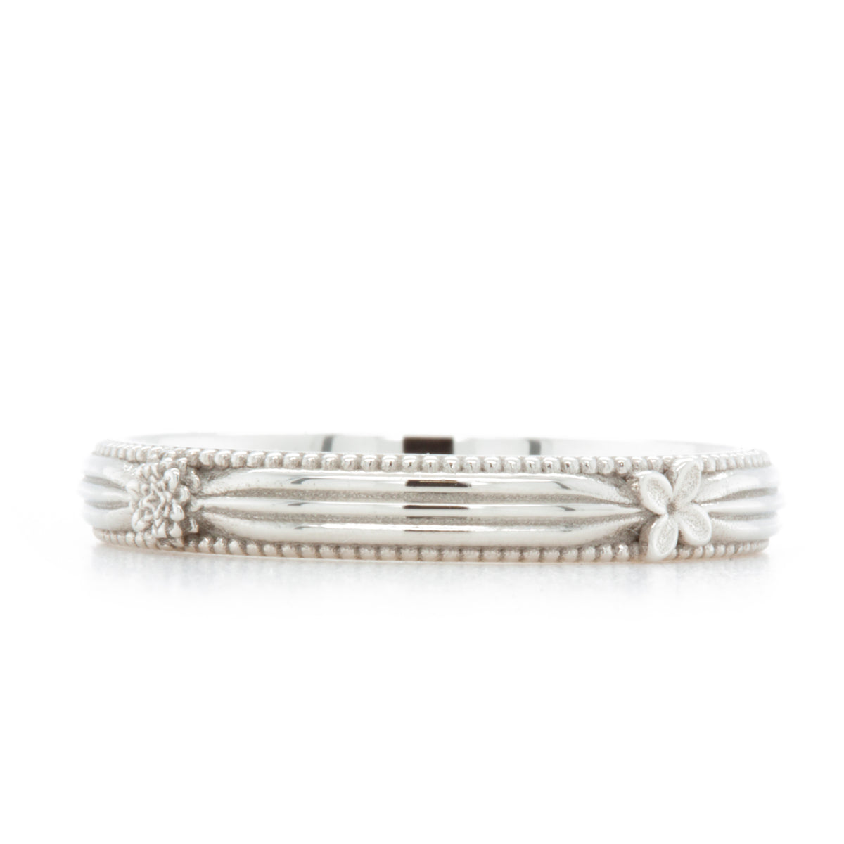 The Flower Milgrain Band (Ready to ship in 14k white gold size 5.75)