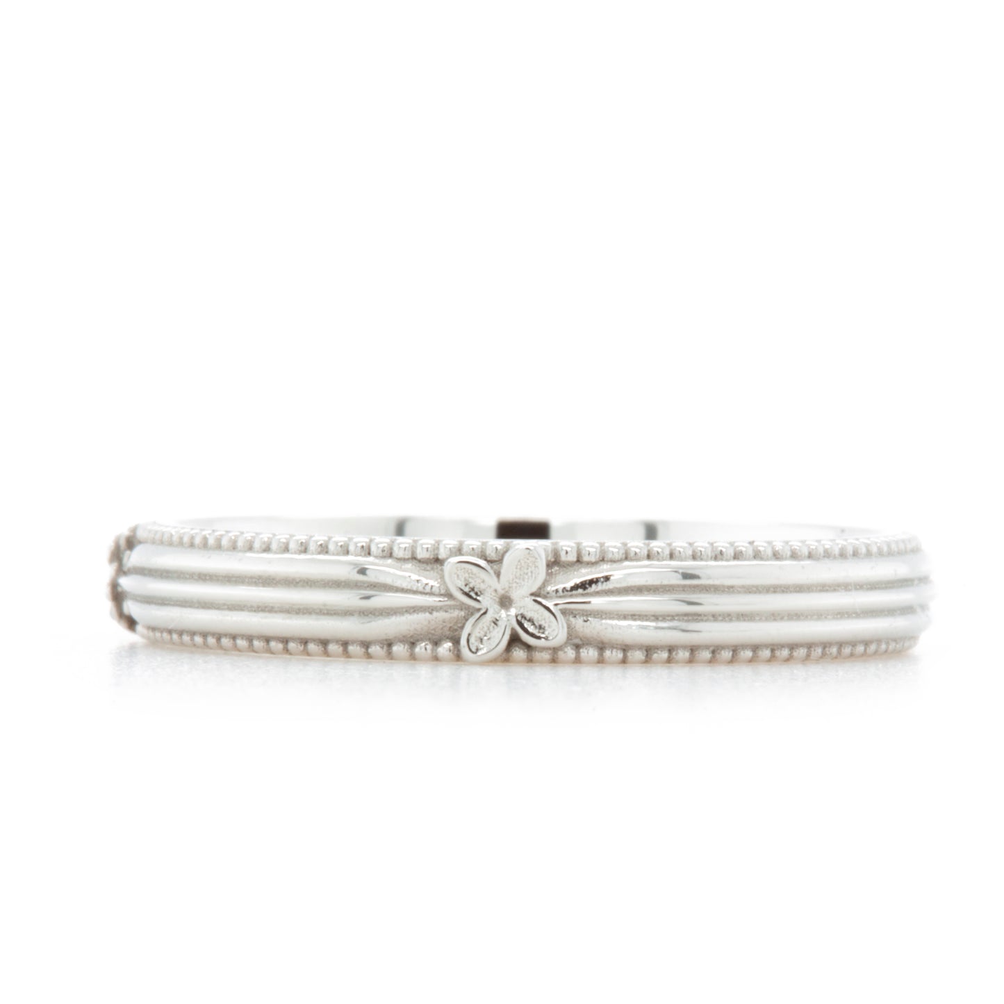 The Flower Milgrain Band (Ready to ship in 14k white gold size 5.75)
