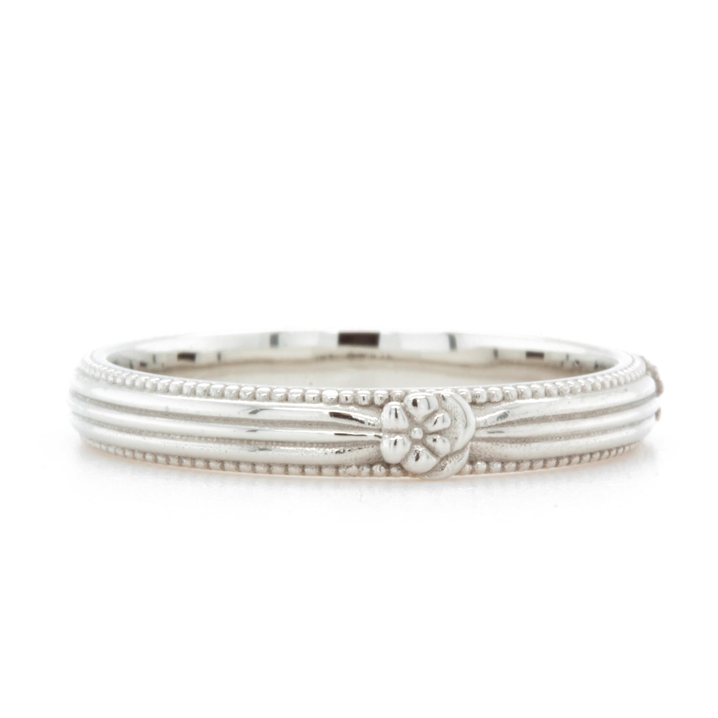 The Flower Milgrain Band (Ready to ship in 14k white gold size 5.75)