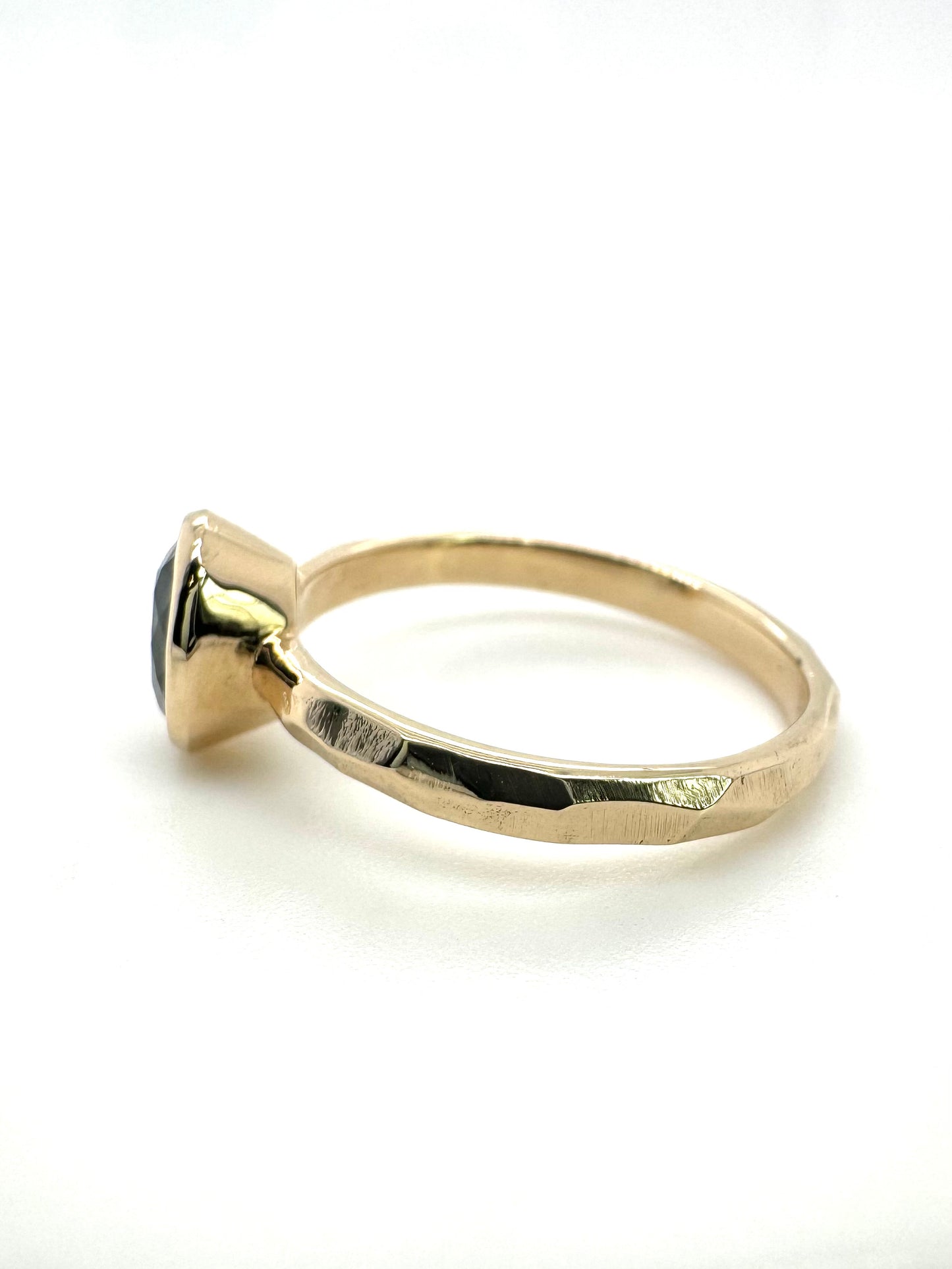 The Fairmined Low Set Oval Montana Sapphire Carved Solitaire (Ready to ship in size 7)