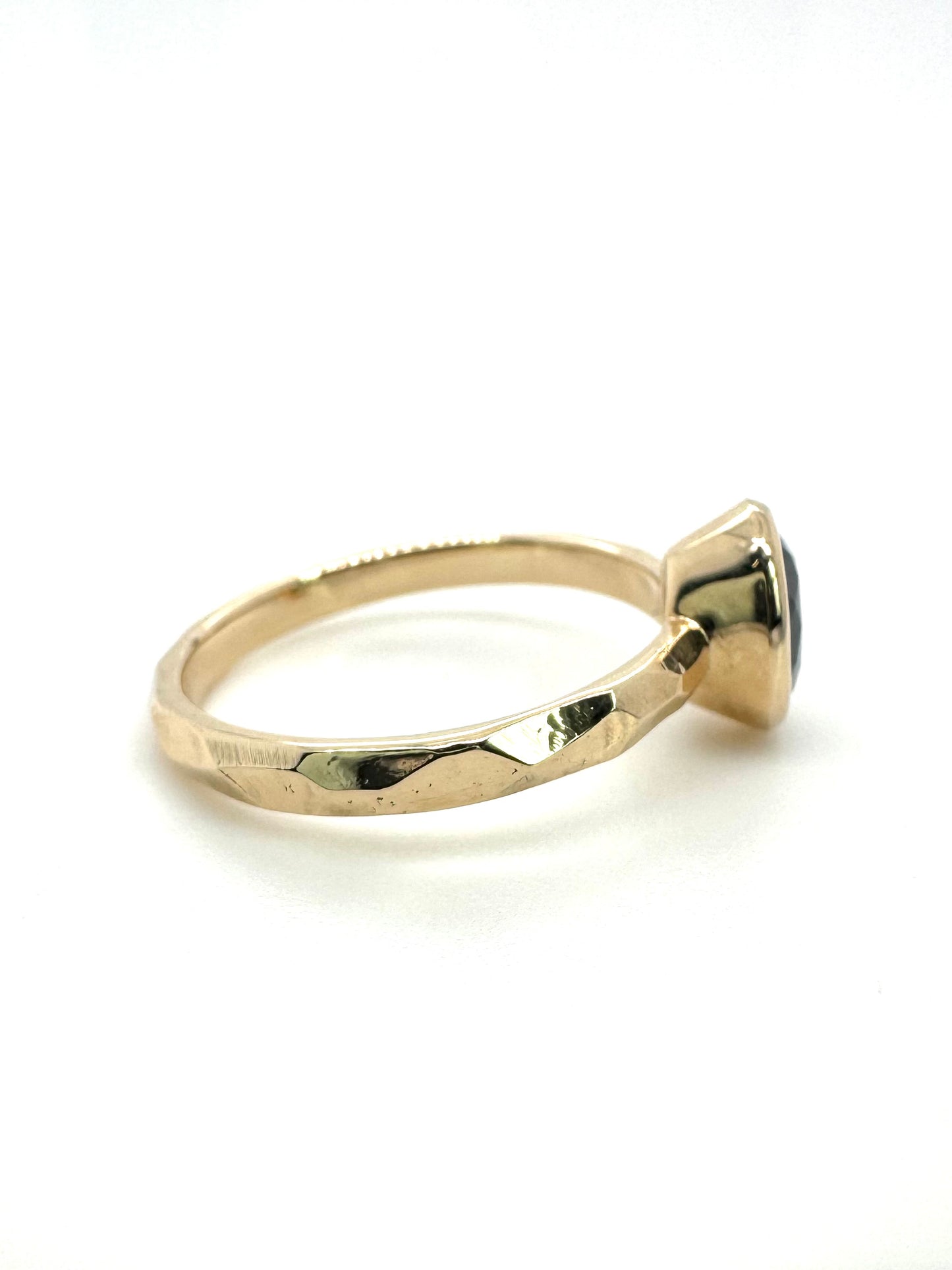 The Fairmined Low Set Oval Montana Sapphire Carved Solitaire (Ready to ship in size 7)