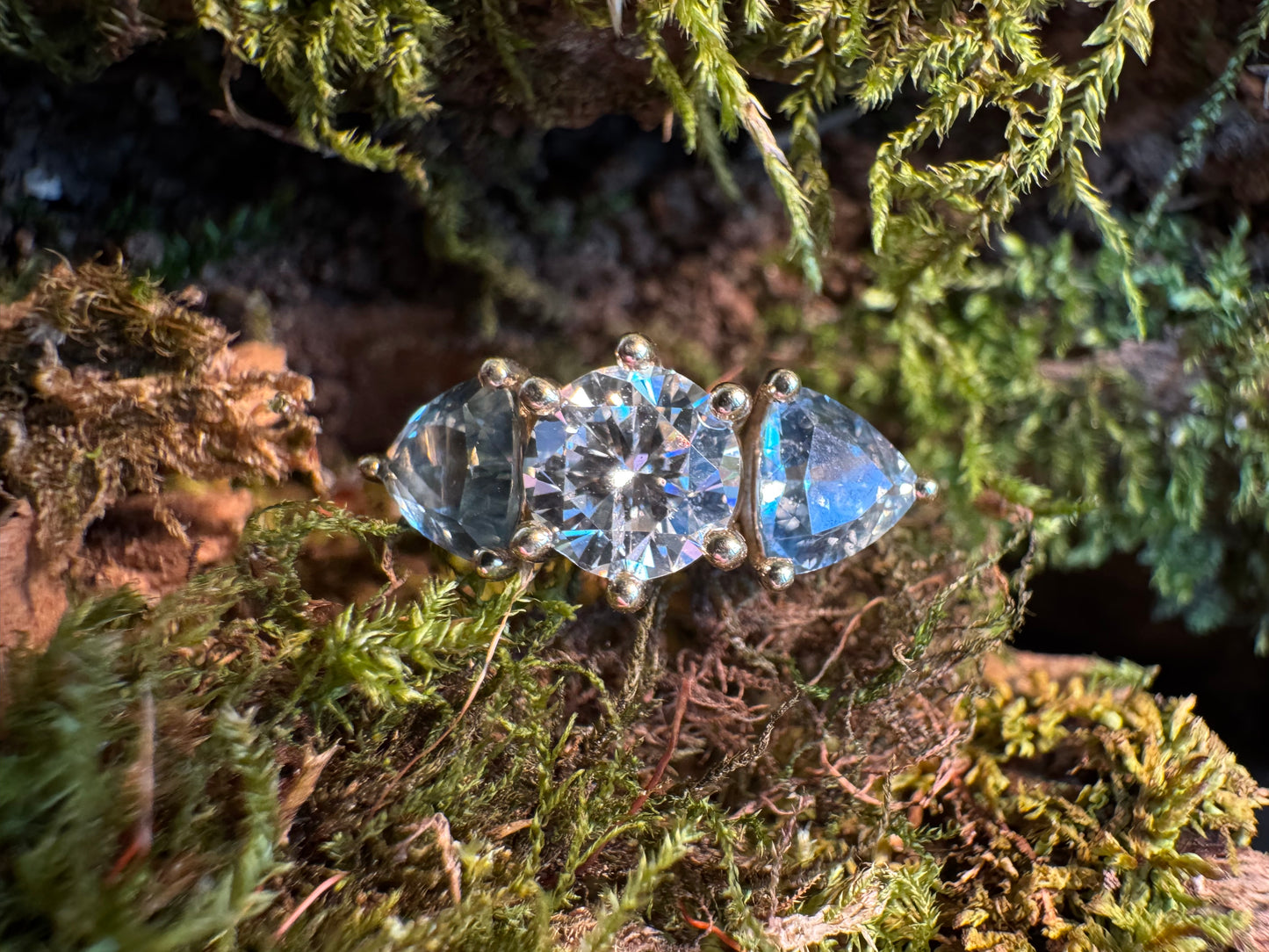 The Fairmined Diamond and Montana Sapphire Three-Stone Ring (Ready to ship in size 6.75)
