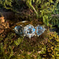 The Fairmined Diamond and Montana Sapphire Three-Stone Ring (Ready to ship in size 6.75)