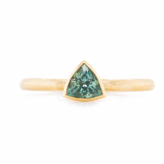 The Montana Sapphire Trillion-Cut Carved Solitaire (Ready to ship in size 7)