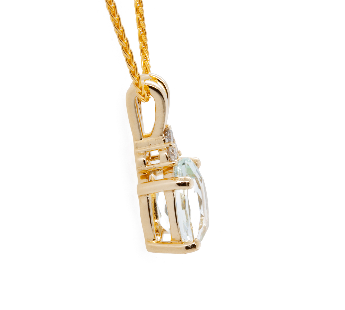 The Goshenite Three Stone Accent Pendant Yellow Gold