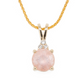The 14K Yellow Gold Rose Quartz Pendant with 3-Stone Accent