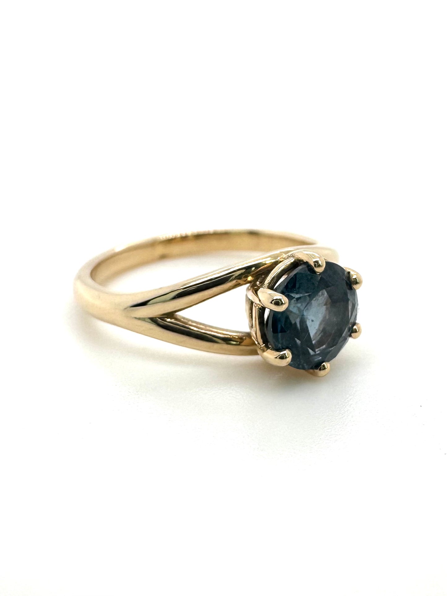 The Fairmined Split Shank MOYO Sapphire Solitaire (Ready to ship in size 6.5)