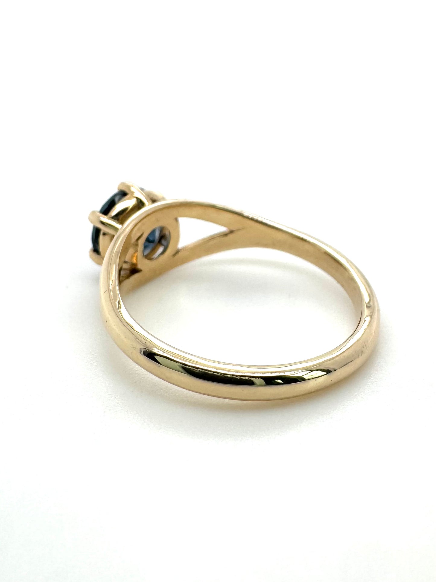 The Fairmined Split Shank MOYO Sapphire Solitaire (Ready to ship in size 6.5)