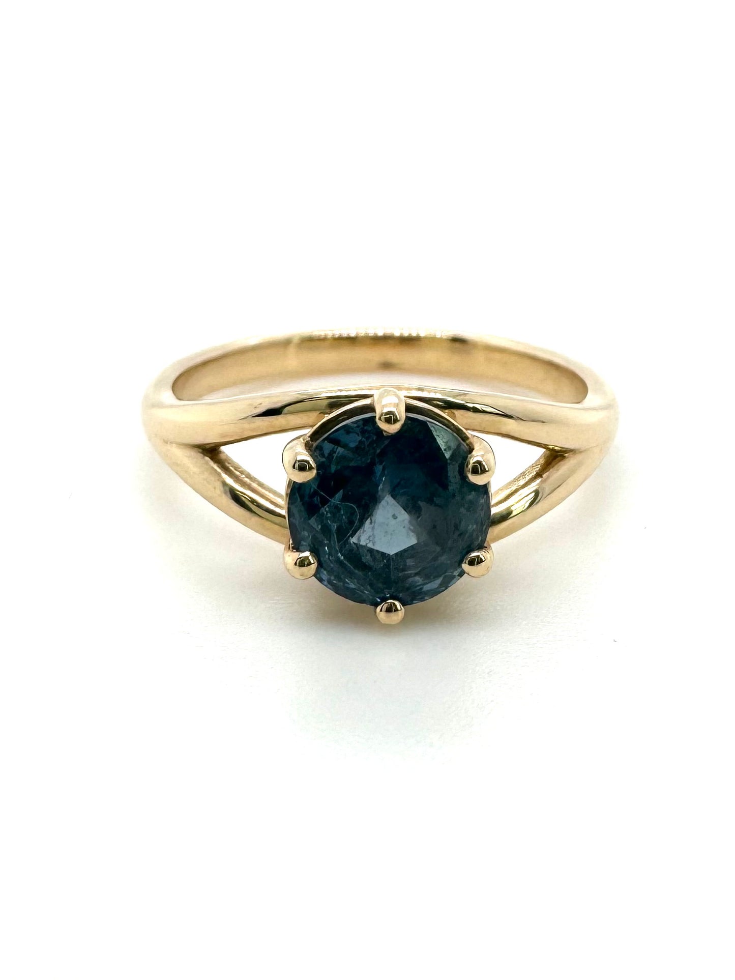 The Fairmined Split Shank MOYO Sapphire Solitaire (Ready to ship in size 6.5)