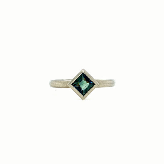 The Sapphire Princess-Cut Low Set Solitaire (Ready to ship in size 6.5)