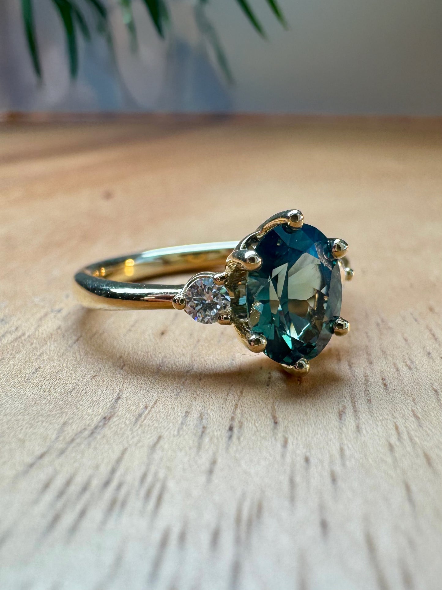 The Teal Sapphire Minimalist Oval Ring (Ready to ship in size 5.75)