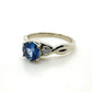 The Fairmined Sri Lankan Sapphire and Diamond Three-Stone Twist Ring (Ready to ship in size 6.25)