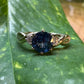 The Fairmined Sri Lankan Sapphire and Diamond Three-Stone Twist Ring (Ready to ship in size 6.25)