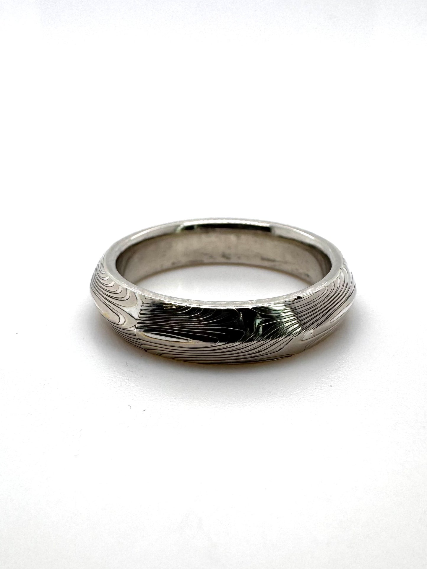 The Bi-Metal Mokume Gane White Gold Knife Edge Band (Ready to ship in 5mm width size 8)