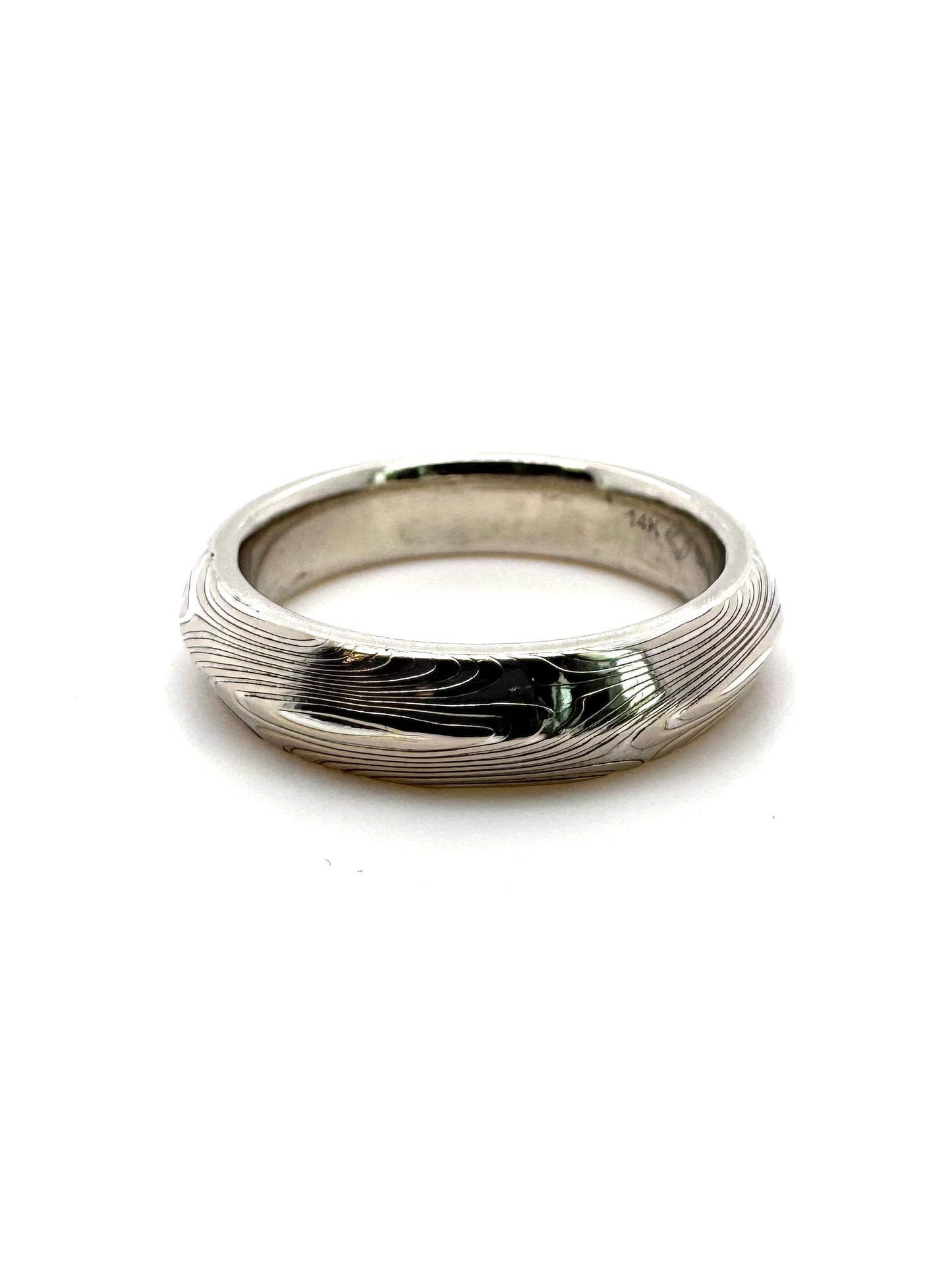 The Bi-Metal Mokume Gane White Gold Knife Edge Band (Ready to ship in 5mm width size 8)