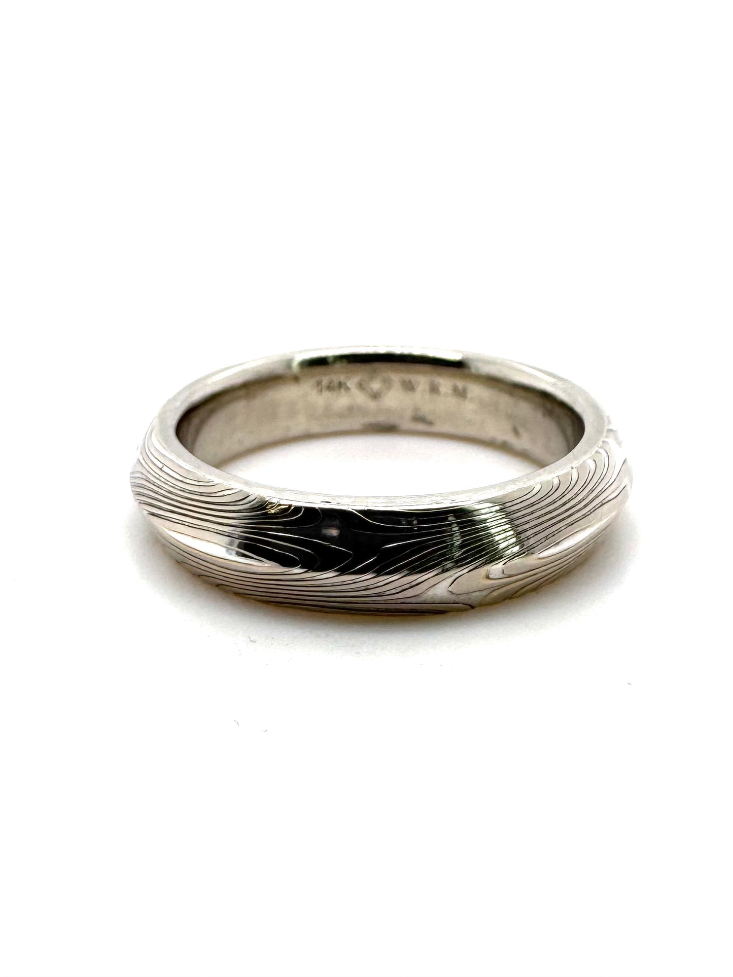 The Bi-Metal Mokume Gane White Gold Knife Edge Band (Ready to ship in 5mm width size 8)