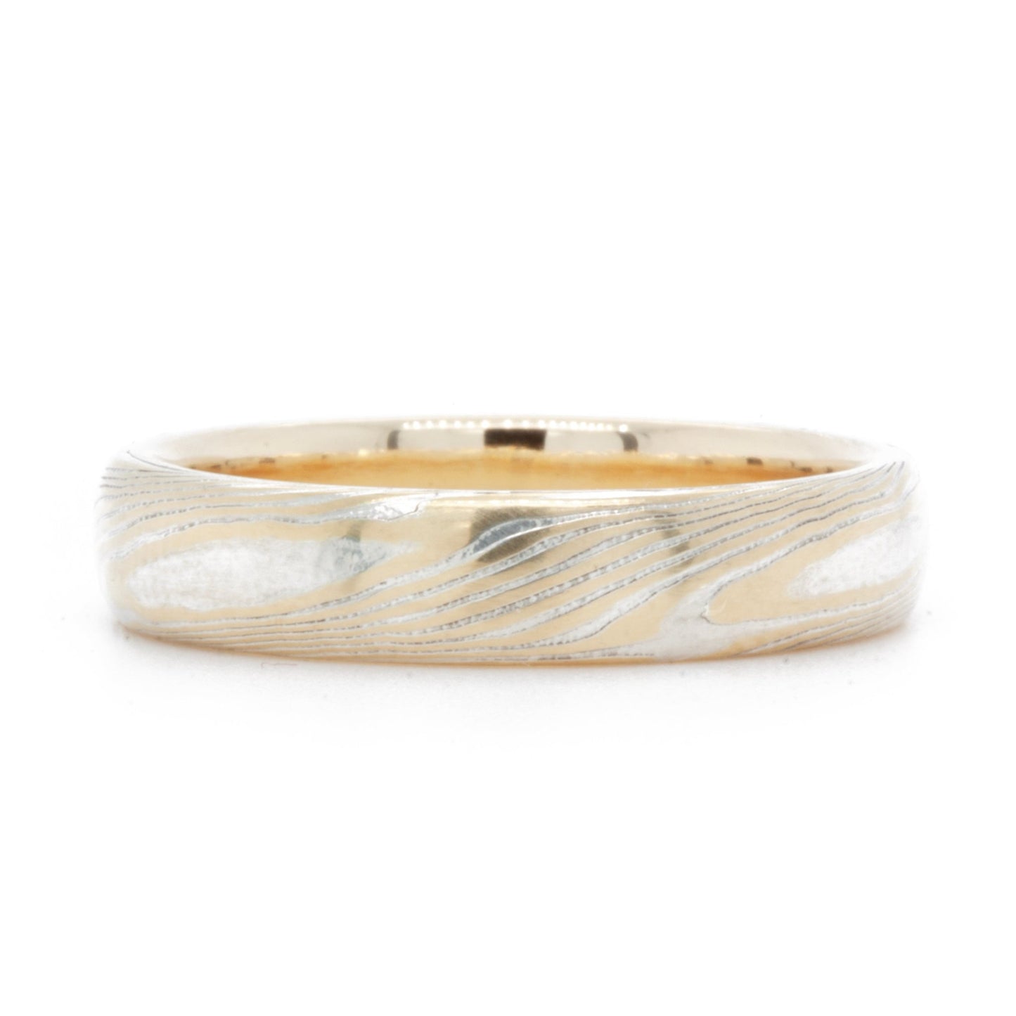 The Bi-Metal Mokume Gane Yellow Gold Band (Ready to ship in 6mm width with a 14K yellow gold liner size 7.75)
