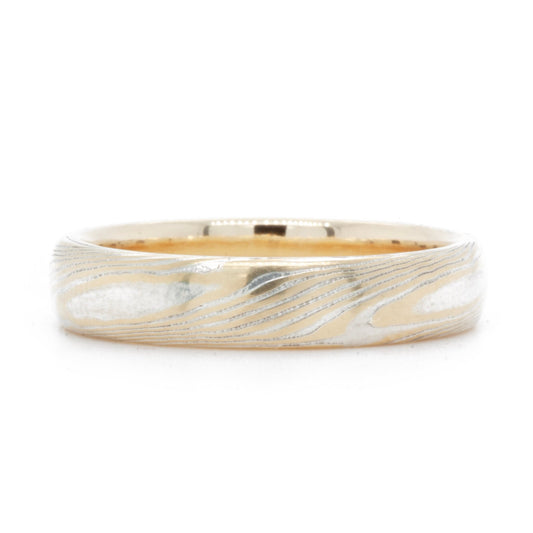 The Bi-Metal Mokume Gane Yellow Gold Band (Ready to ship in 6mm width with a 14K yellow gold liner size 7.75)