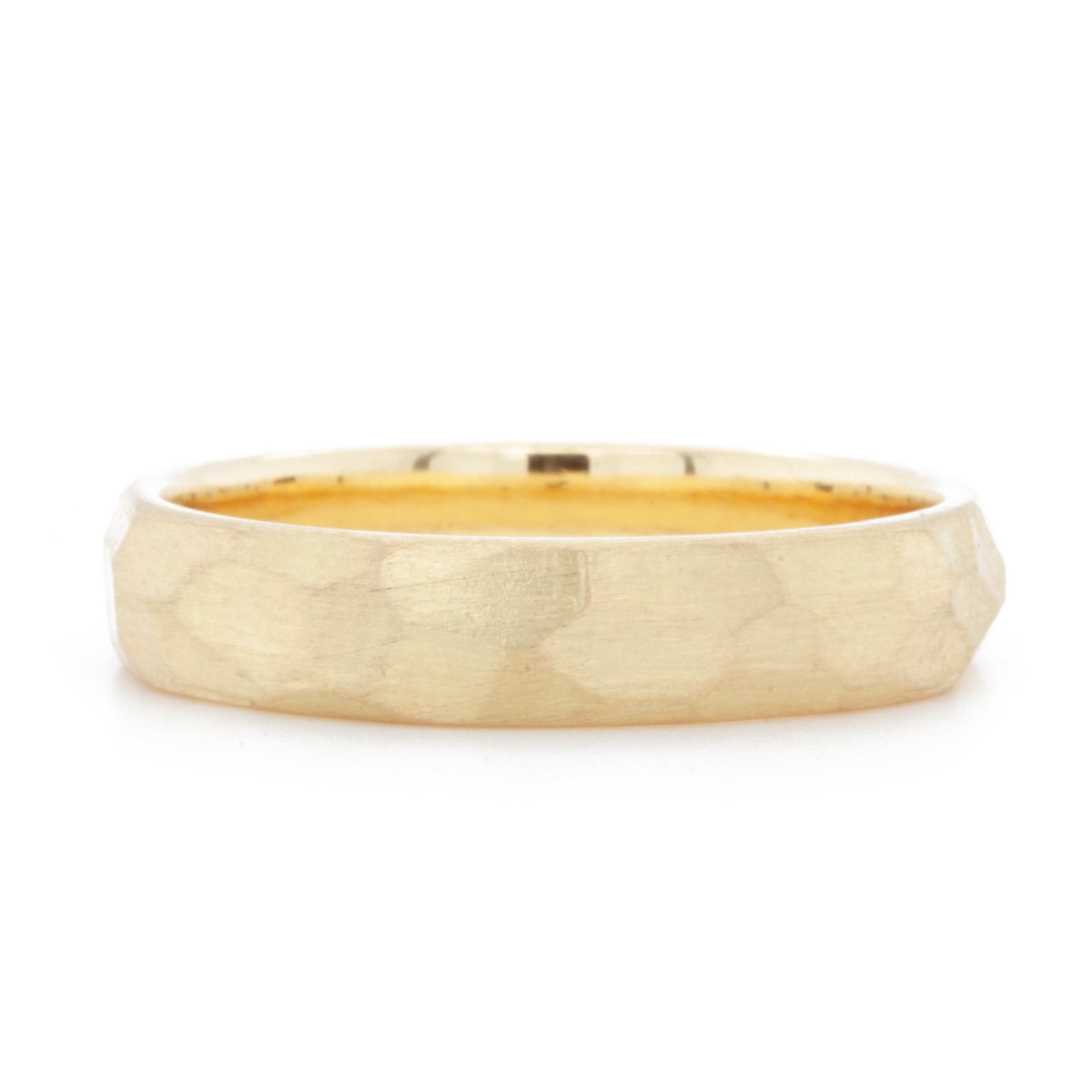 The Carved Band (Ready to ship in 4mm width in 14K yellow gold size 8) - W.R. Metalarts
