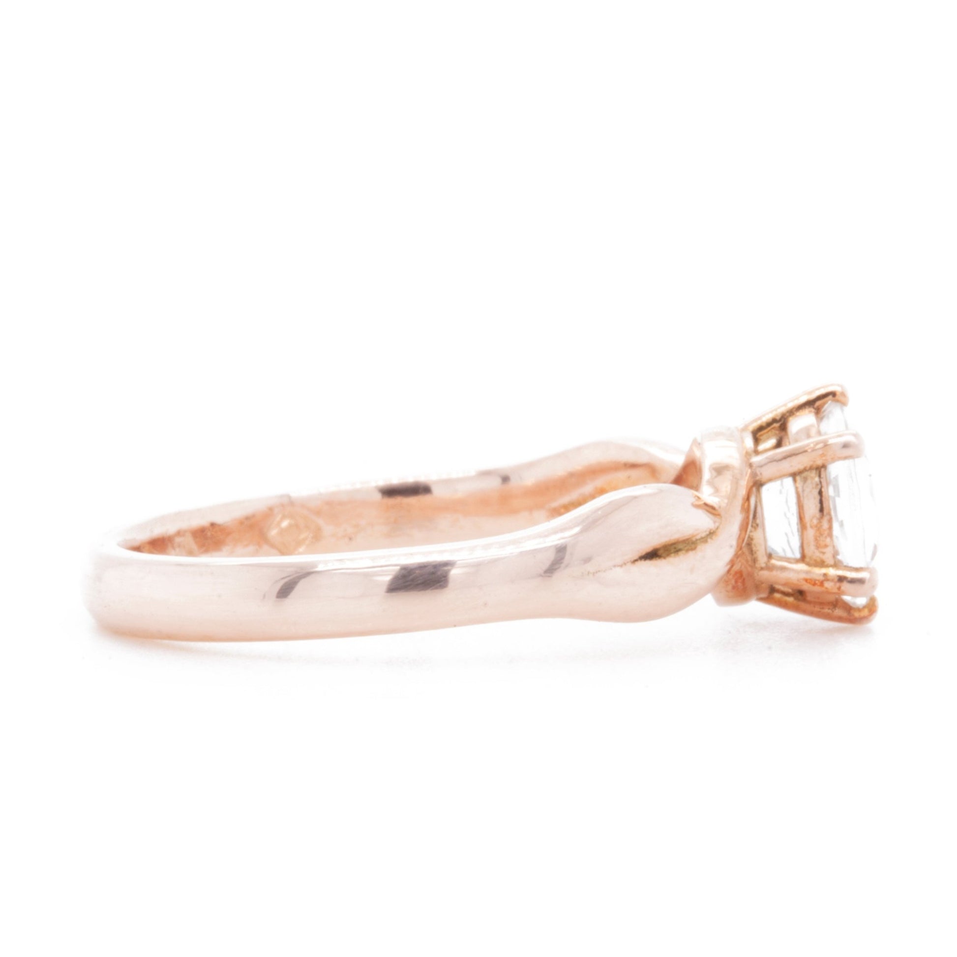 The Fairmined Rose Gold Goshenite Twist Ring (Ready to ship in size 6.25) - W.R. Metalarts